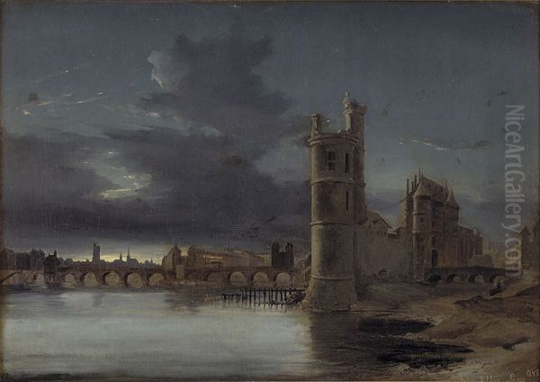 Paris, showing Tour St. Jacques and Notre Dame. Evening. - view 1