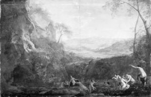 Landscape with Diana and Nymphs by Dirck Van Der Lisse