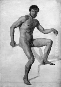 Siddende nogen mandlig model by Constantin Hansen