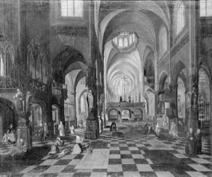 Interior of a Catholic Church by Isaak van Nickelen