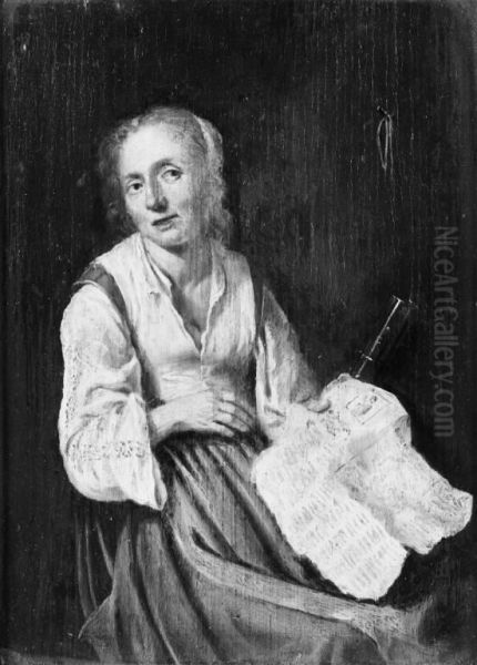 Woman with a Newspaper in her Hand - view 1