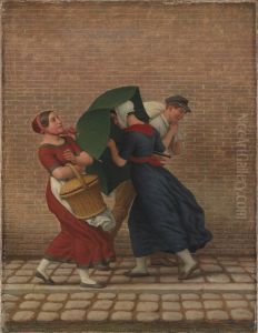 Street Scene in Windy and Rainy Weather by Christoffer Wilhelm Eckersberg