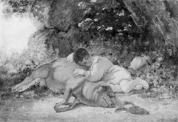 Two Friends. A Boy Sleeping beside a Pig - view 1