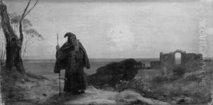 Evening Landscape with an Old Monk by Franz Ludwig Catel