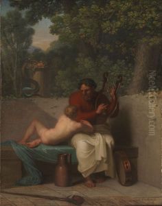 Den graeske digter Anakreon med Amaryllis (Bathyllos). by Nicolai Abildgaard