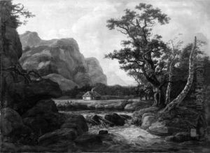 Landscape, Waterfall by Johan Wilhelm Ludwig Dahl