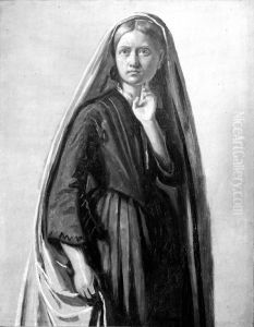 Studie af en ung kvinde (Oline Kobke) by Constantin Hansen