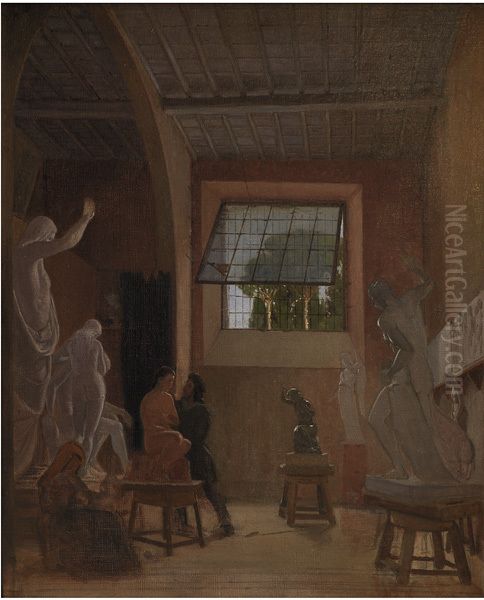 The Sculptor Jens Adolph Jerichau in his Studio in Rome - view 1