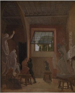 The Sculptor Jens Adolph Jerichau in his Studio in Rome by David Jacobsen