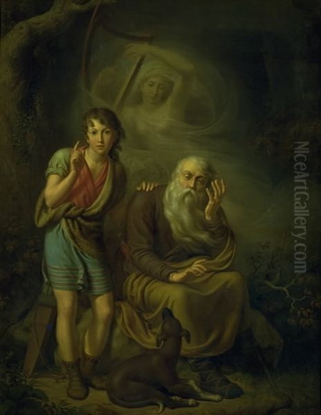 Ossian and Alpin's Son Hearing the Spirit of Malvina Touching the Harp. Illustrating Ossian's Swansong - view 1