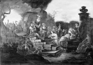Merry Company by a Fountain Merry Company by a Fountain