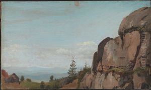 Norwegian Landscape with Rocks in the Foreground by Martinus Rorbye