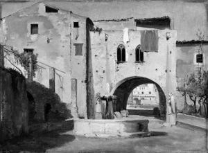 A Fountain in an Italian Town by Jorgen Valentin Sonne