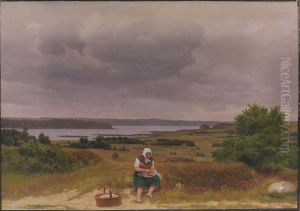 Udsigt fra Kongevejen over Furesoen i naerheden af Rudersdal by Christoffer Wilhelm Eckersberg