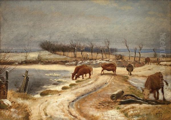 Watering the Cattle on a Winter's Day - view 1