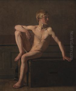Nude Figure. Sitting Boy