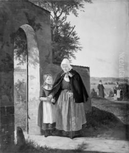 En gammel kone pa vej til kirke