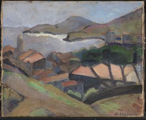 Udsigt over Collioure. by Astrid Holm