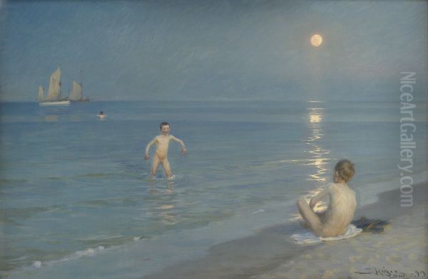 Boys Bathing at Skagen. Summer Evening - view 1