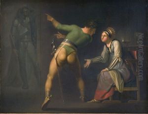 Hamlet hos sin moder by Nicolai Abildgaard