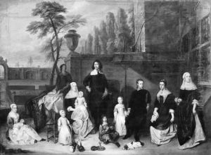 Family Group on a Garden Terrace Family Group on a Garden Terrace