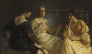 Karen Bramsen; kunstnerens hustru Esther, f. Lange; Johanne Munch-Petersen Karen Bramsen; kunstnerens hustru Esther, f. Lange; Johanne Munch-Petersen