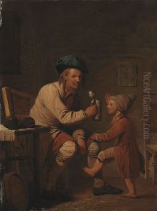 A Peasant Giving his Son Something to Drink A Peasant Giving his Son Something to Drink