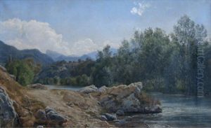 Formiddag ved Garonne. Montrejeau by Janus Andreas Bartholin La Cour