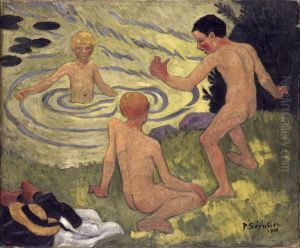 Boys on a river bank Boys on a river bank