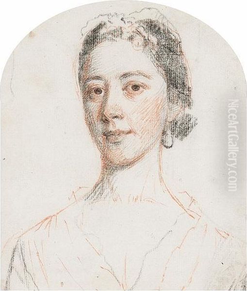 A Young Lady, Wearing Dress, A Cap On Her Upswept Hair - view 1