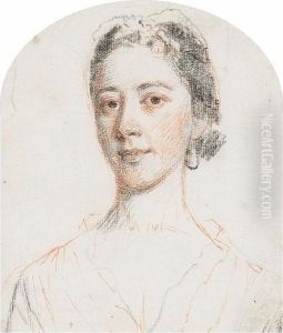 A Young Lady, Wearing Dress, A Cap On Her Upswept Hair by Penelope Carwardine