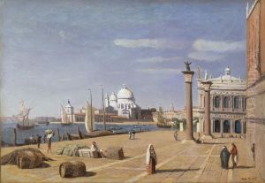 View of the Quay of the Schiavoni by Jean-Baptiste Camille Corot