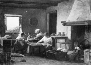 Women Working in the Kitchen of a Farmhouse near Olevano, Italy Women Working in the Kitchen of a Farmhouse near Olevano, Italy