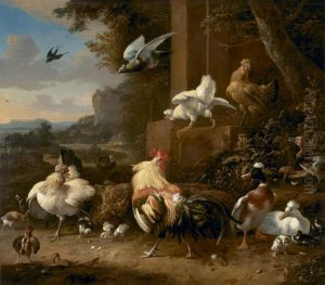 The poultry yard by Melchior D'Hondecoeter