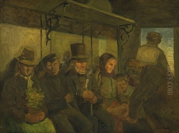 Travellers in a Third Class Compartment - view 1