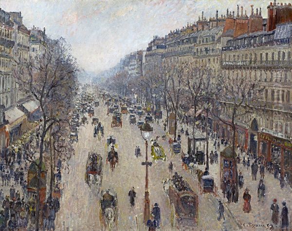 Boulevard Montmartre, Morning, Cloudy Weather - view 1