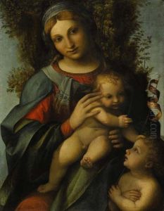 Madonna and Child with infant St John the Baptist by Antonio da Correggio