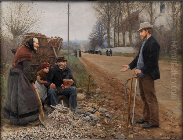People by a Road - view 1