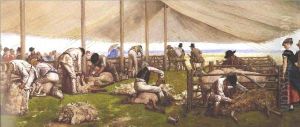 A Sheep-Shearing Match. by Eyre Crowe