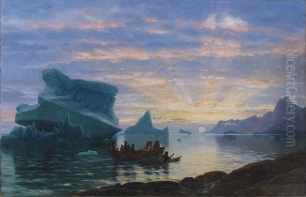 Midnight at the coast of Greenland - view 1
