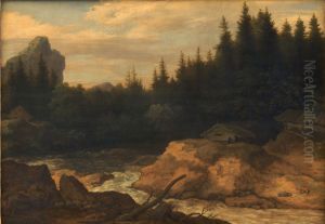 The River in the Pine Forest by Allaert van Everdingen