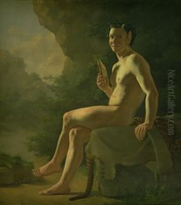 Ung Pan i en grotte. Modelfigur Ung Pan i en grotte. Modelfigur