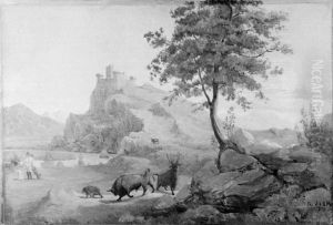 Italiensk landskab by Herman Wilhelm Bissen