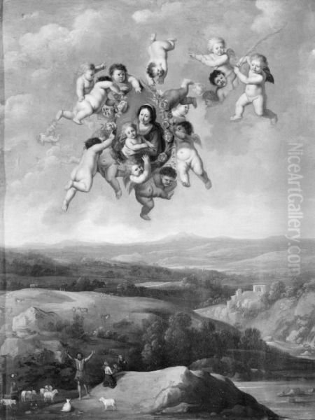 Floating Angels with Image of the Virgin - view 1