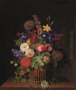 En let rorkurv med blomster by Cladius Detlev Fritzsch