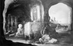 A Mountain Cave by Charles Cornelisz. de Hooch