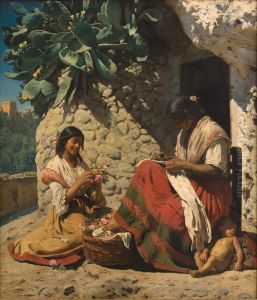 Two Gypsy women outside their cottage, Spain by Peder Severin Kroyer