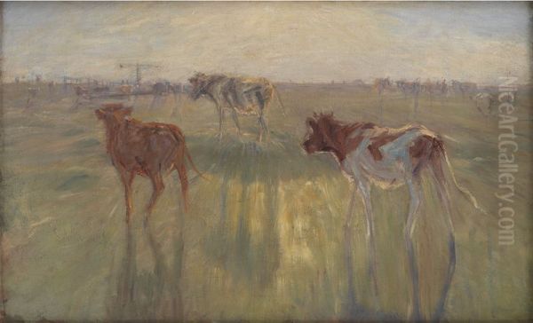 Cattle Seen against the Sun on the Island of Saltholm - view 1