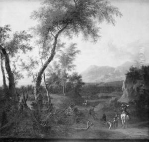 Landscape with Huntsmen by Frederik de Moucheron