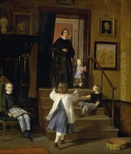 Kunstnerens hustru og born i atelieret pa Charlottenborg Kunstnerens hustru og born i atelieret pa Charlottenborg